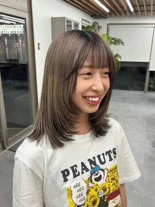ミディアム カラー 田村 雪華のヘアスタイル