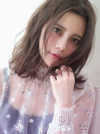 ミディアム カラー パーマ ヘアアレンジ 髪質改善/韓国風 レイヤー/田村祐樹のヘアスタイル