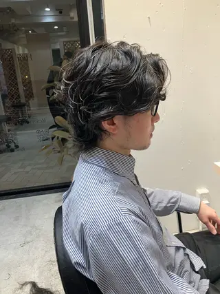 ミディアム パーマ メンズ 川間 将彦のヘアスタイル