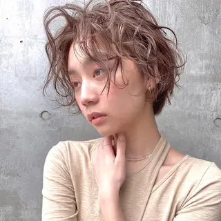 ショート カラー パーマ ヘアアレンジ 【ダメージレス施術】 【透明感】北村 拓也のヘアスタイル