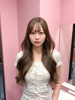 ロング クロスパーマ/前髪 縮毛 木串楽人のヘアスタイル