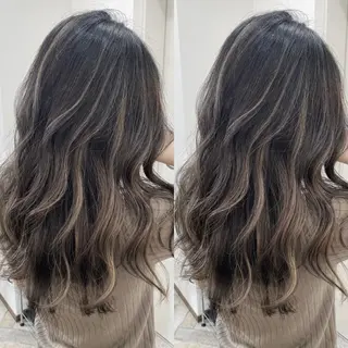ロング カラー パーマ ヘアアレンジ ネイル マツエク・マツパ ハイライト、レイヤー カット/西梅田/中西のヘアスタイル