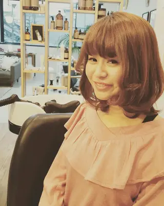 ミディアム カラー パーマ spa hair ark 富井直美のヘアスタイル