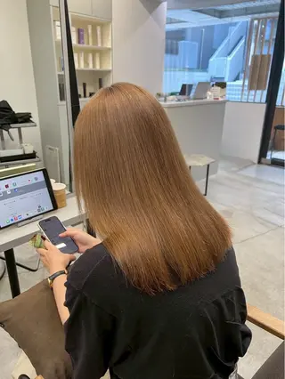ミディアム パーマ 🍒モテ暖色カラー × うる艶✧ ゆなのヘアスタイル