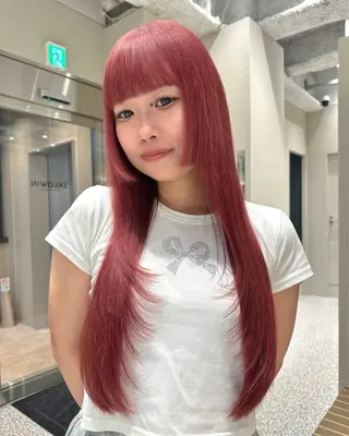 ロング カラー ピンクカラー/カラー 新宿美容室🎀のヘアスタイル