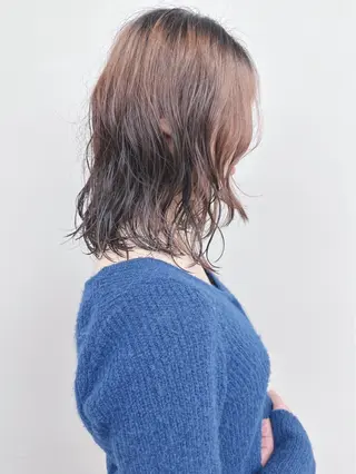 ミディアム パーマ ボブ/ゆるふわ ボブパーマ/とういのヘアスタイル