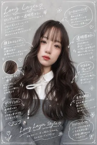 ロング カラー 🌿透明感カラー レイヤーカットのヘアスタイル