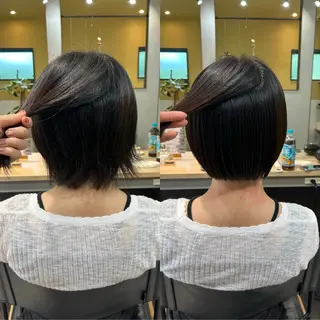 ショート パーマ hub hair レイヤー/透明感のヘアスタイル
