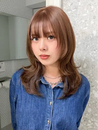 ミディアム カラー ハッシュカット&艶々 ハイトーン/ミワのヘアスタイル