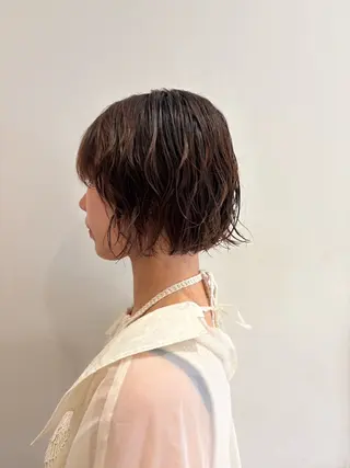 ミディアム カラー パーマ ショートカット/ 榎本　璃己のヘアスタイル