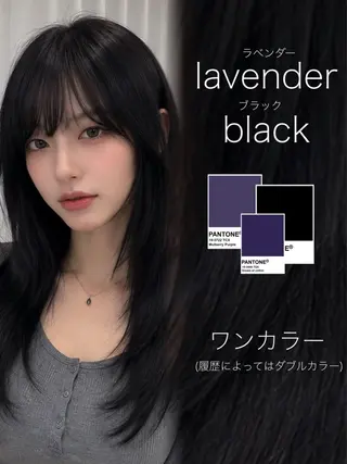ミディアム カラー ラベンダー💜グレー 🩶暗髪🖤のヘアスタイル