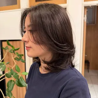 ミディアム カラー たるみことり🌼 レイヤー・パーマのヘアスタイル