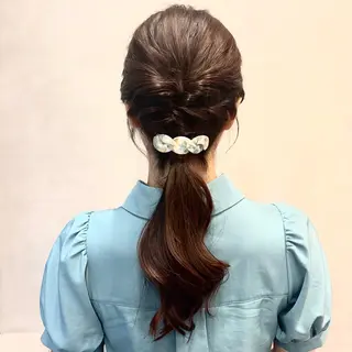 セミロング 推し活アレンジ🎀 艶カラー¦nanoのヘアスタイル