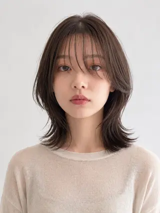 ミディアム カラー 久木原 ゆりのヘアスタイル