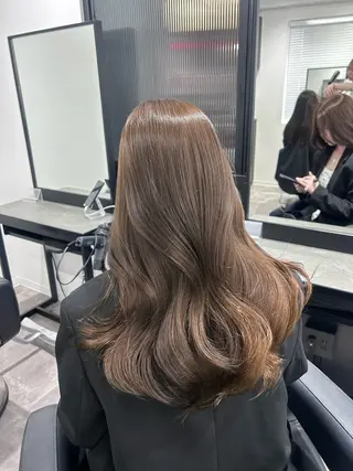 ロング カラー パーマ ヘアアレンジ メンズ キッズ ブリーチなしカラー/ ブラウン/レイヤーのヘアスタイル