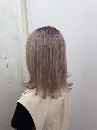 ミディアム カラー ハナ💎中韓/艶髪 ハイトーン/エクステのヘアスタイル