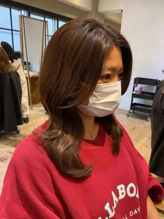 セミロング 新宿/顔周りカット +レイヤー=しずく♩のヘアスタイル