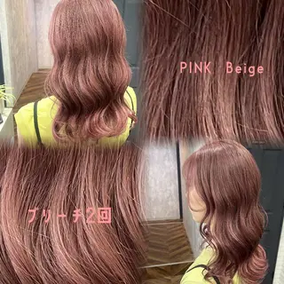 カラー セミロング 詩乃🎀ピンク 暖色系🫧レイヤーのヘアスタイル