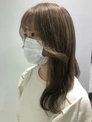 ミディアム カラー パーマ ヘアアレンジ ネイル マツエク・マツパ 韓国風ベージュ🤎 赤みなし🌿横浜🤎のヘアスタイル
