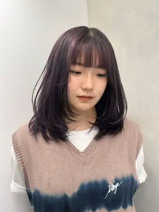 セミロング カラー 韓国ヘアメンズ・レデ ィース特化ミクのヘアスタイル