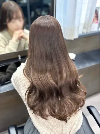 ロング カラー ヘアアレンジ 新宿⌇韓国風ヘア ⌇透明感カラーのヘアスタイル