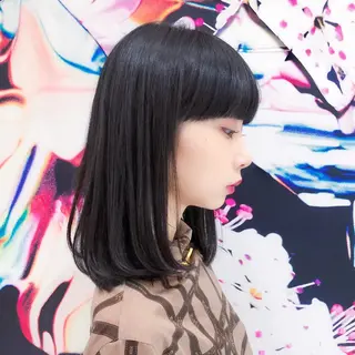 ミディアム パーマ 趙 英来のヘアスタイル