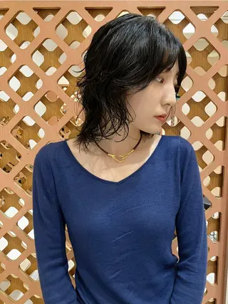 ミディアム パーマ 川間 将彦のヘアスタイル