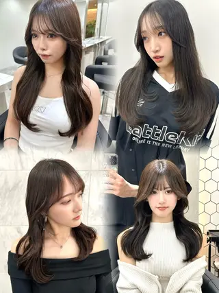 ロング カラー ミディアムレイヤー 添田晃基のヘアスタイル