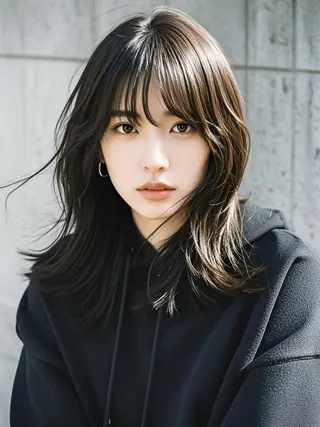 セミロング ウルフカット 811 大阪梅田 ウルフのヘアスタイル