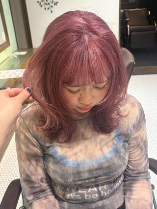 ミディアム カラー ボブ&寒色🎐ᩚ 短髪 COCOROのヘアスタイル