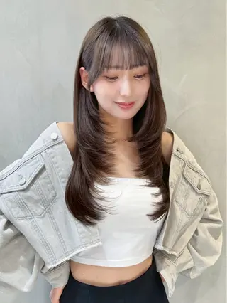 セミロング 大宮🩵韓国ヘア 毛流れ🫧☁️まいのヘアスタイル