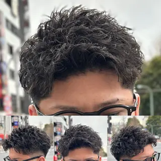 ショート パーマ メンズ トミモト アユムのヘアスタイル