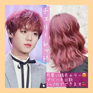 ミディアム カラー ヘアアレンジ 韓国レイヤーカット/ 儚げカラーチナツのヘアスタイル