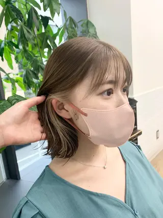 ミディアム カラー パーマ ヘアアレンジ メンズ キッズ ネイル マツエク・マツパ アイブロウ 似合せレイヤー/ 柔らか透明感カラーのヘアスタイル