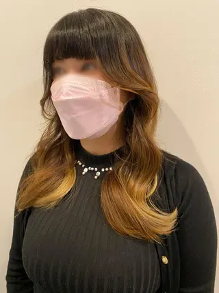 ロング 韓国ヘア レイヤーカットのヘアスタイル
