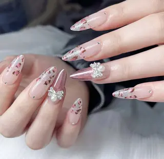 ロング 波 なみのネイルデザイン