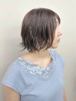 ショート パーマ ボブ/ゆるふわ ボブパーマ/とういのヘアスタイル