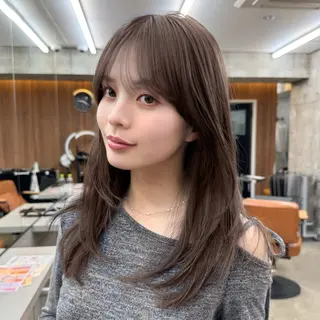 ミディアム カラー 顔周り✂️透明感 レイヤー/みっきーのヘアスタイル