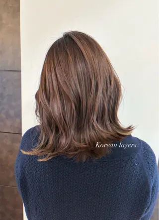 セミロング カラー 🤎韓国ヘア ベージュ まゆか🤎のヘアスタイル
