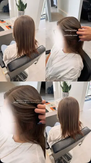 ミディアム カラー 岡田 詠のヘアスタイル