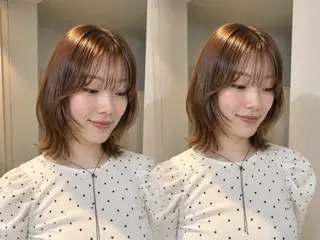 ミディアム レイヤー/顔まわりカ ット/ハッシュカットのヘアスタイル