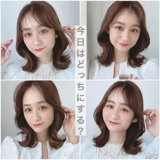 ミディアム 似合わせレイヤー モテカラー🤍三科のヘアスタイル