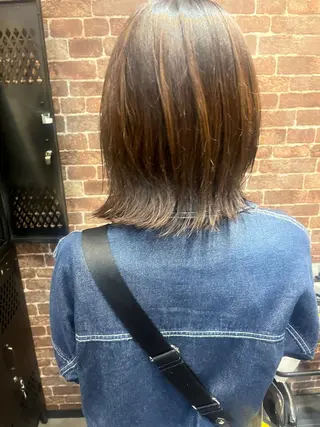 ミディアム カラー パーマ ヘアアレンジ メンズ キッズ ネイル マツエク・マツパ アイブロウ 久木原 ゆりのヘアスタイル