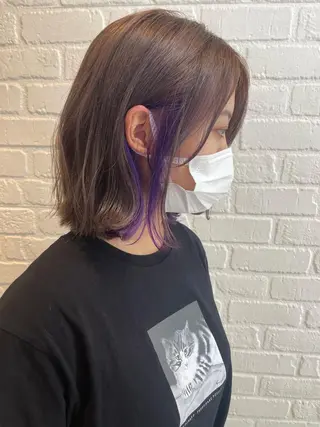 ミディアム カラー パーマ ナカ ヒサシのヘアスタイル