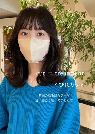 セミロング カラー 似合わせ×くすみ カラー🤎yuukaのヘアスタイル