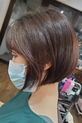 ショート カラー 韓国レイヤー柔らかい 地毛風縮毛矯正/マツのヘアスタイル