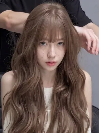 ロング カラー 盛れる顔周り✨韓国 レイヤーkanatoのヘアスタイル
