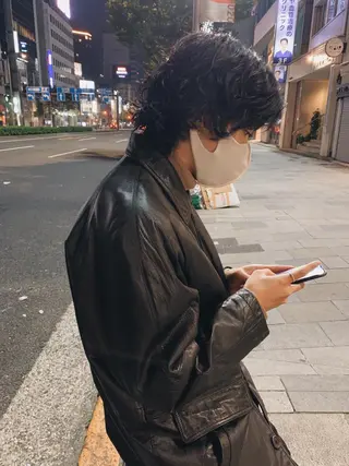 ショート パーマ メンズ ボブパーマコテ巻き風 パーマNo1深江秀平のヘアスタイル