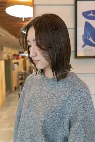 ミディアム カラー 〈ボブ〉縮毛矯正 船橋駅5分/鈴木杏美のヘアスタイル