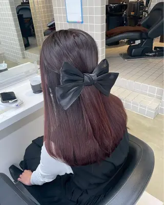 ロング カラー ダブルカラー/🐻 ベージュ‎/ピンクのヘアスタイル